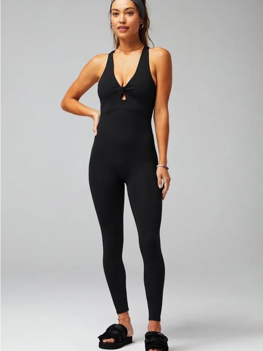 Fabletics Black Oasis Twist Front 7/8 Jumpsuit